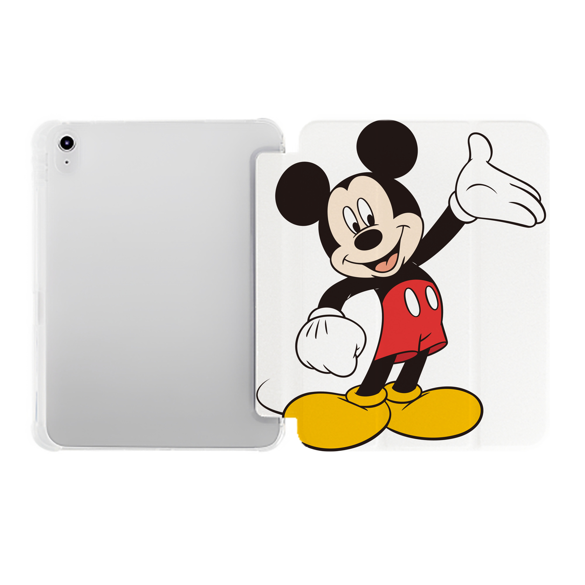 （画像用） ミッキーマウス Mickey Mouse IPad ケース ペン収納付き 三つ折りスタンド PUレザー×シリコン 対応機種9.5/10.5/10.9インチ